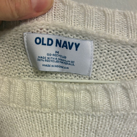 Old Navy Women's White Crew Neck Sweater - Picture 2 of 4